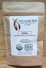 Organic Loose Leaf Green Tea Freshly Sealed, Reusuable Pouch